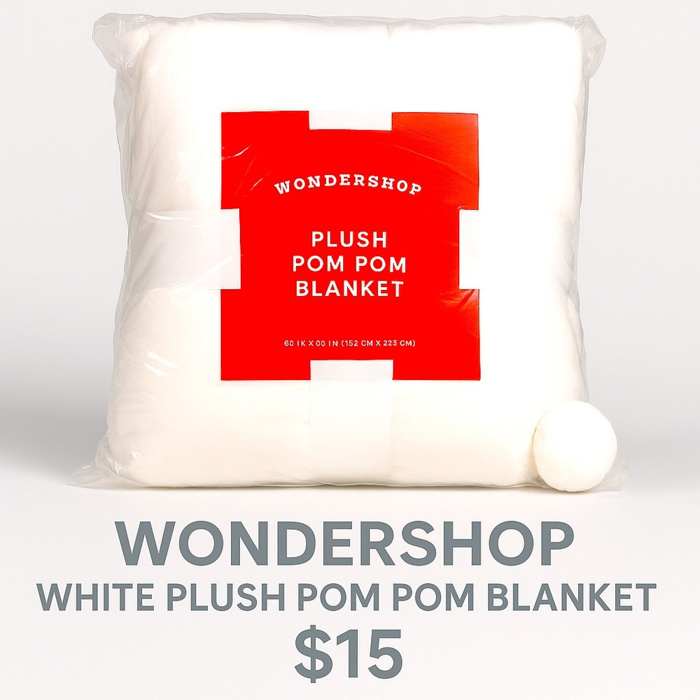 Wondershop White Plush Pom Pom Blanket